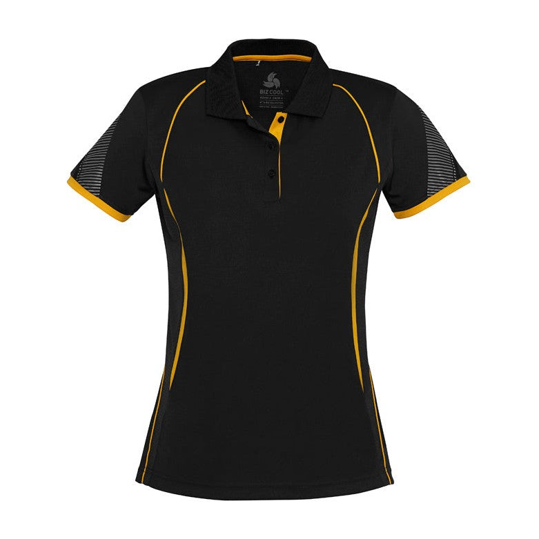 Biz Womens Razor Polo P405LS in Black/Gold