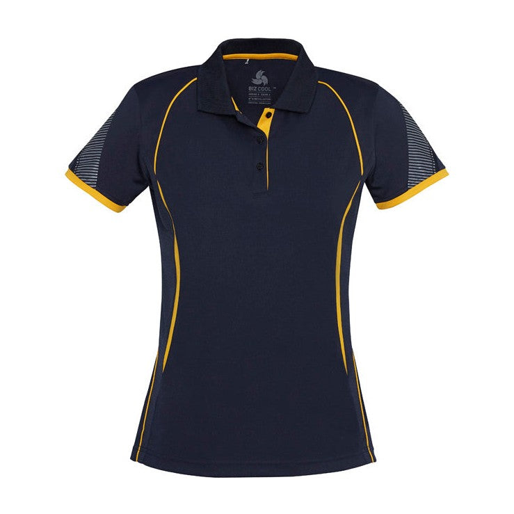 Biz Womens Razor Polo P405LS in Navy/Gold