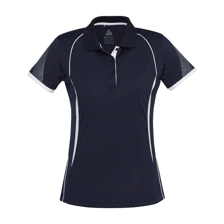 Biz Womens Razor Polo P405LS in Navy/White