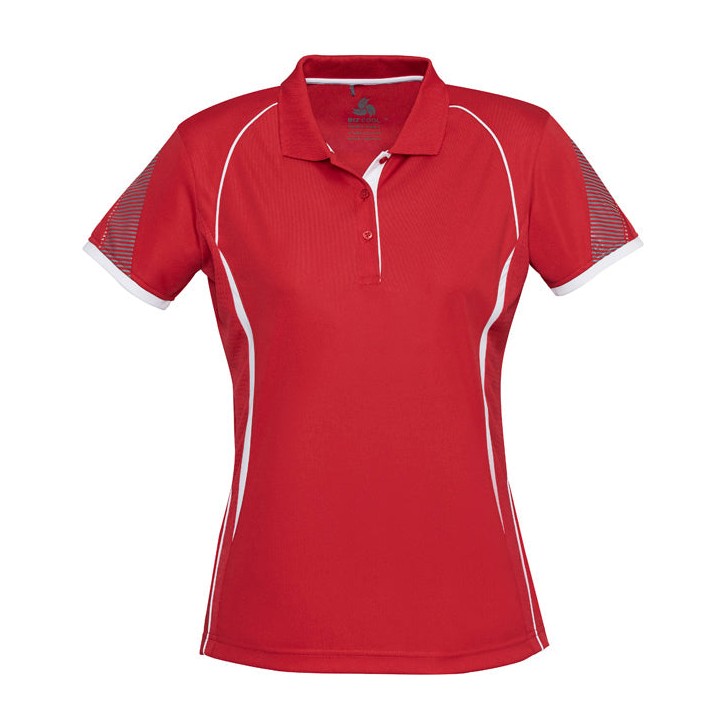 Biz Womens Razor Polo P405LS in Red/White
