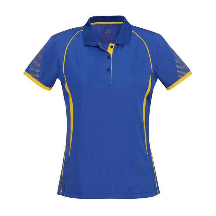 Biz Womens Razor Polo P405LS in Royal/Gold