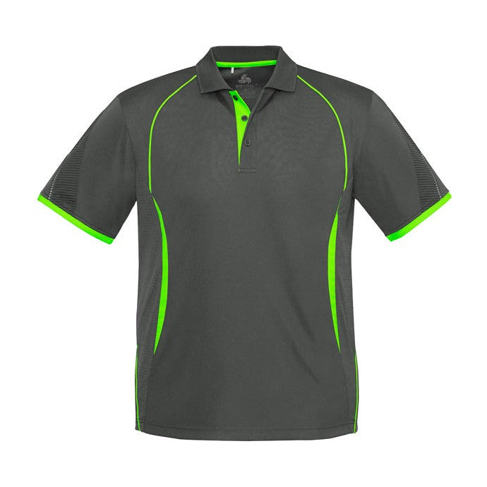 Biz Mens Razor Polo P405MS in Grey/Fluoro Lime