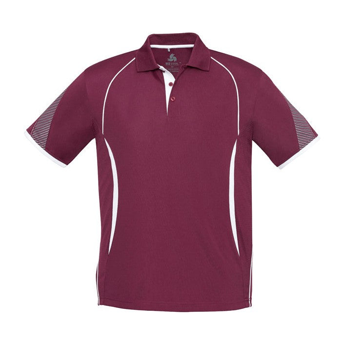 Biz Mens Razor Polo P405MS in Maroon/White