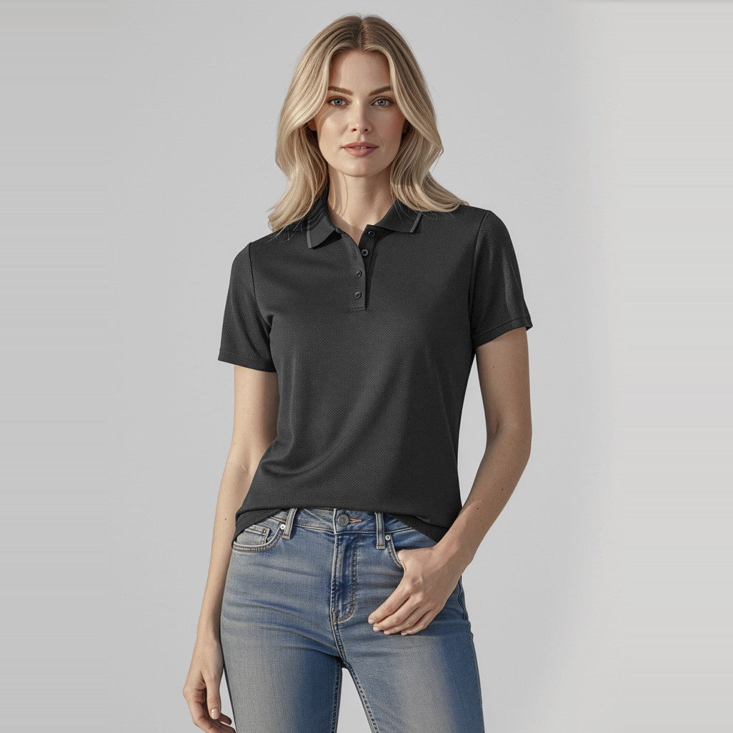 Biz Echo Womens Short Sleeve Polo P412LS, worn by model
