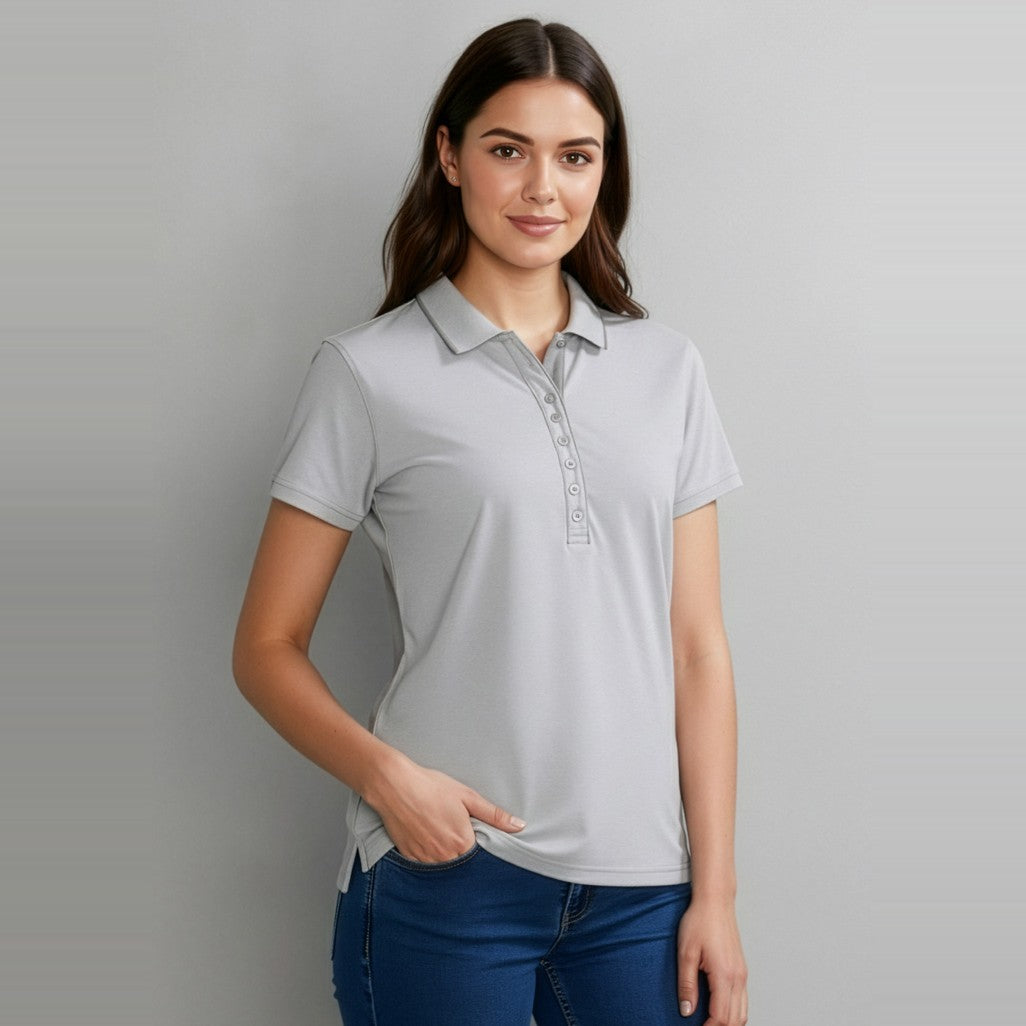 Biz Shadow Womens Short Sleeve Polo P501LS, worn by model