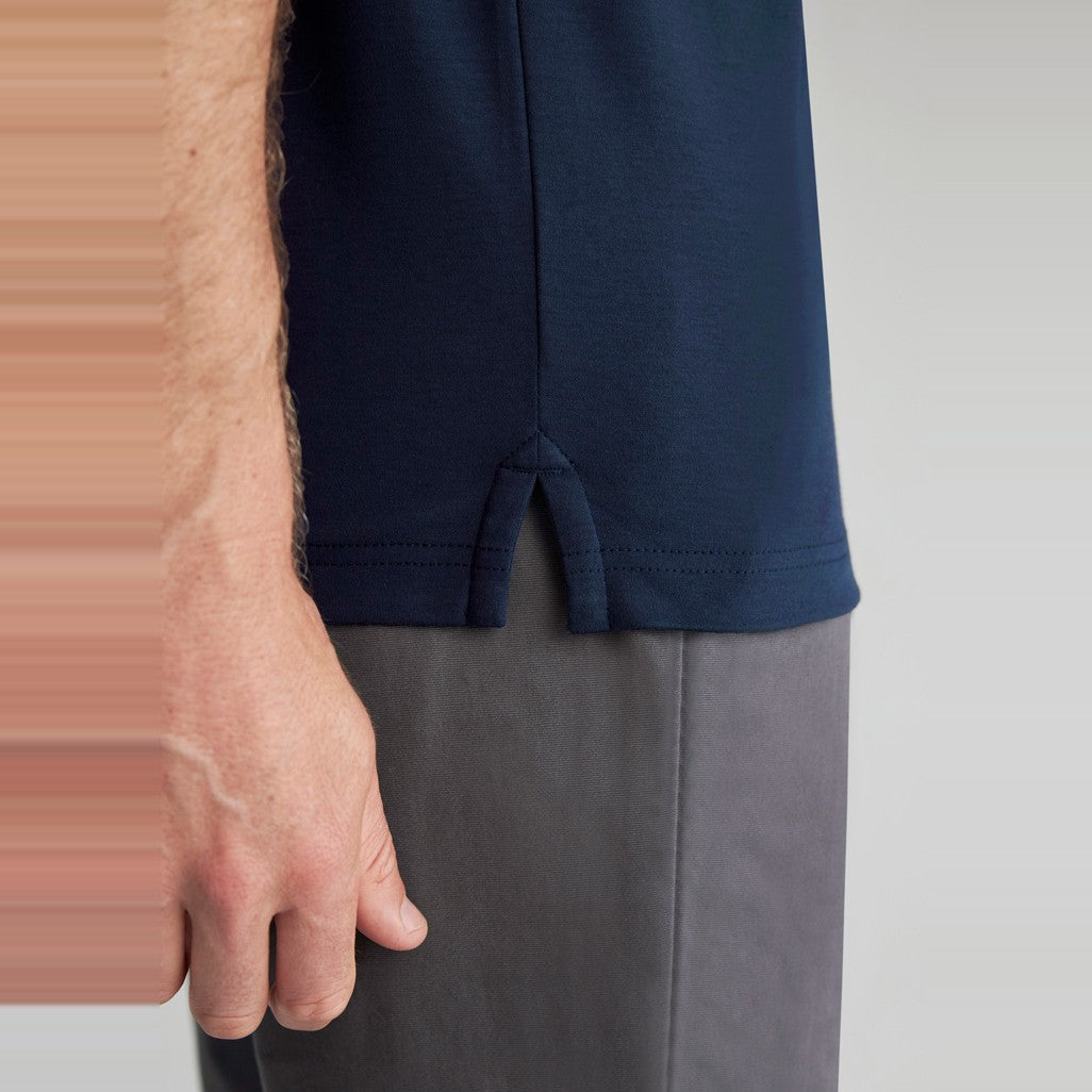 Biz Lotus Mens Short Sleeve Polo P515MS in Navy, worn by model, view 3