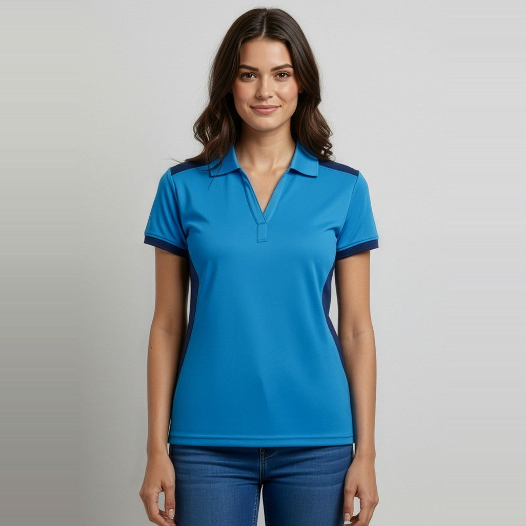 Biz Rival Womens Short Sleeve Polo P705LS, worn by model