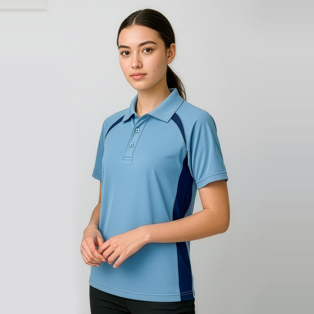 Biz Splice Kids Short Sleeve Polo P7700B, worn by model