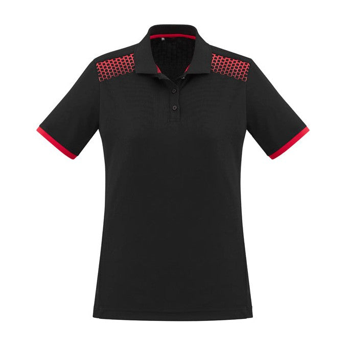 Biz Womens Galaxy Polo P900LS in Black/Red