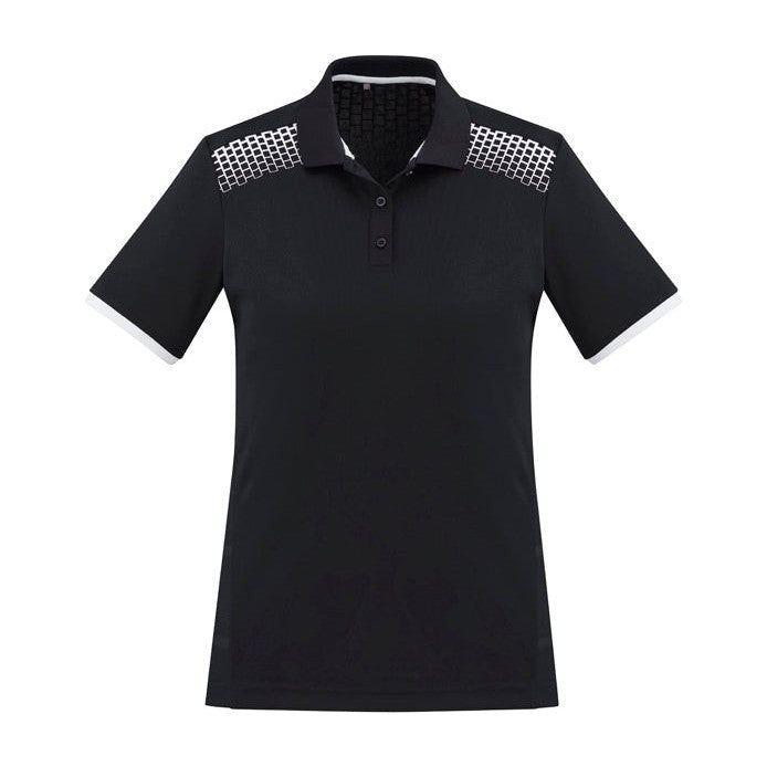 Biz Womens Galaxy Polo P900LS in Black/White