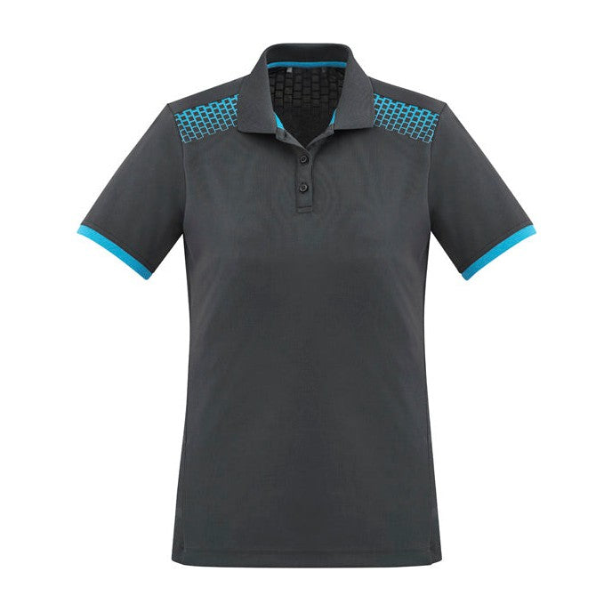 Biz Womens Galaxy Polo P900LS in Grey/Cyan