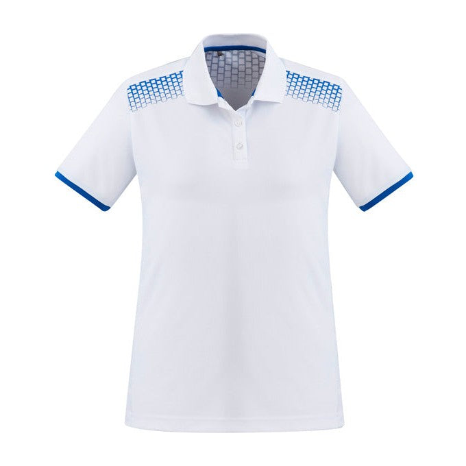Biz Womens Galaxy Polo P900LS in White/Royal