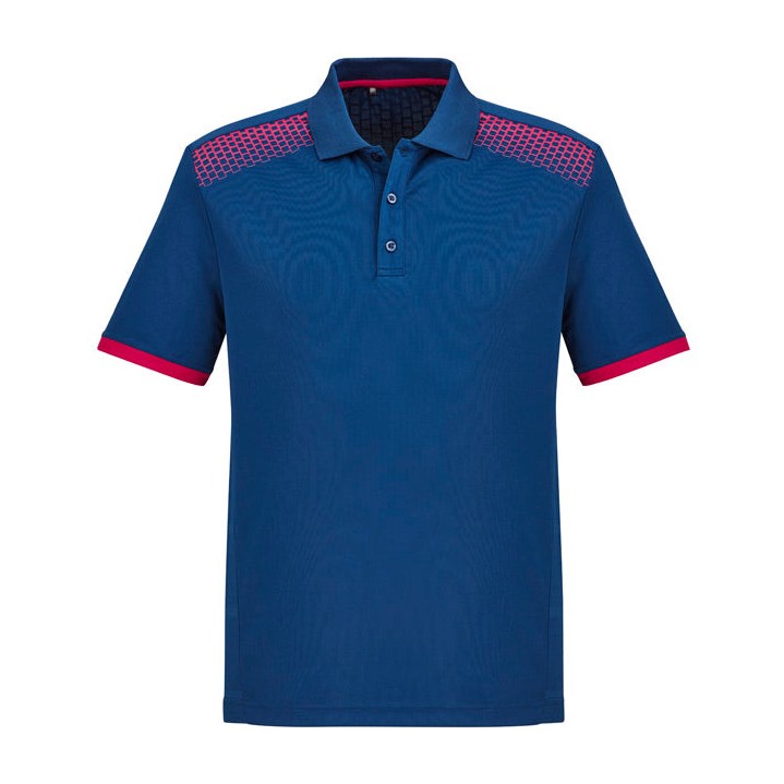 Biz Mens Galaxy Polo P900MS in Steel Blue/Magenta