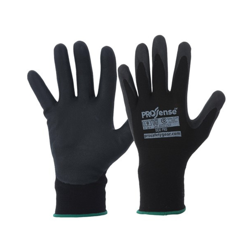 PRO Choice Prosense Dexi-Pro Foam Nitrile on Nylon & Lycra Infused Liner Gloves  (12 pairs per pack)