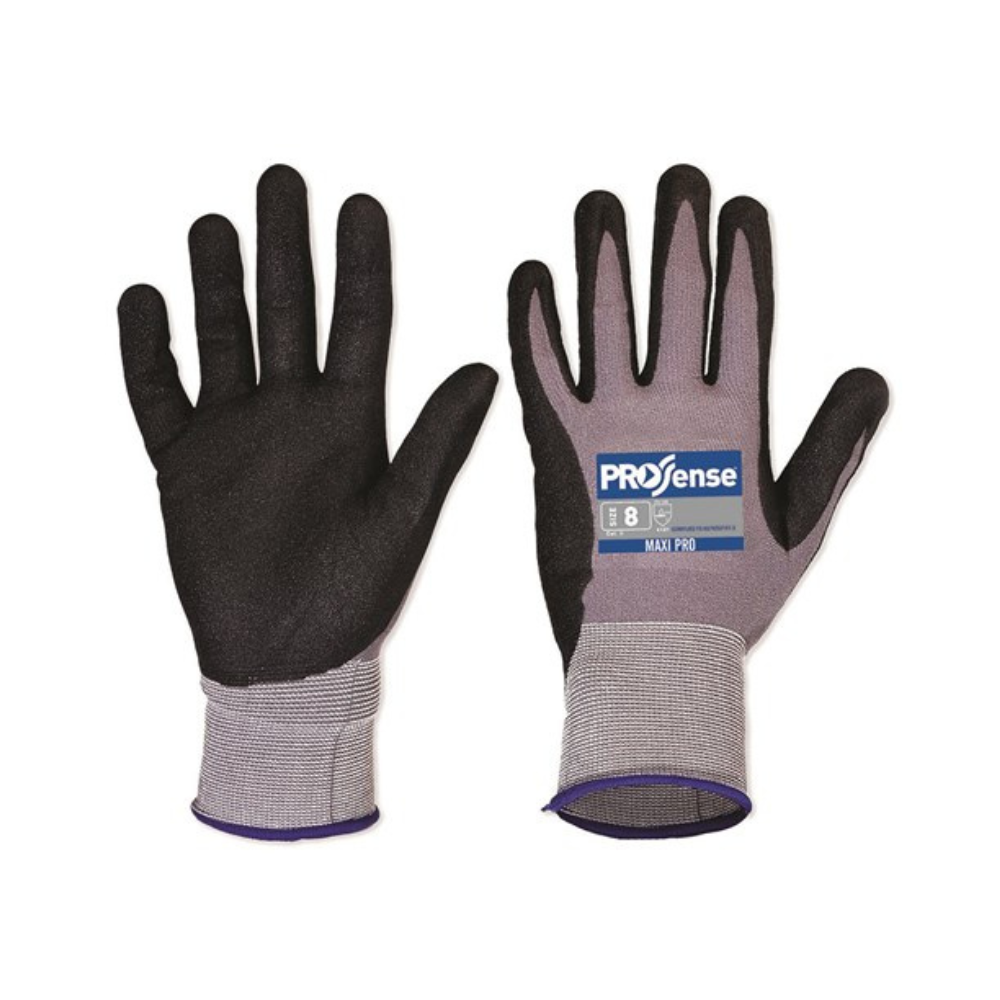 PRO Choice Prosense Maxipro - Nitrile Dip on Nylon Gloves (12 pairs per pack)