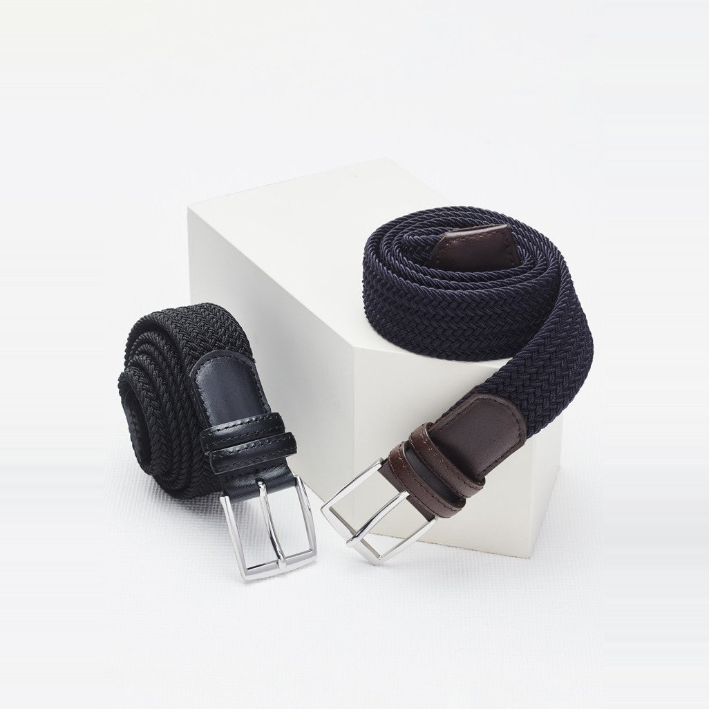 Biz Corporates Casual Unisex Belt RA268U in Navy/Brown, worn by model