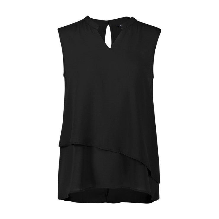 Biz Corporates Seville Womens Sleeveless Layered Blouse RB260LN in Black