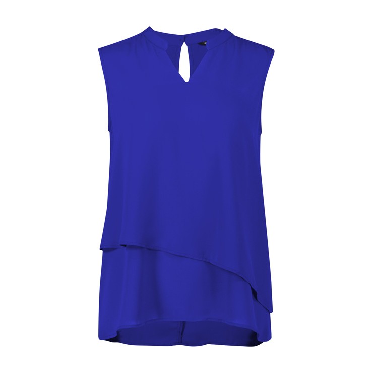 Biz Corporates Seville Womens Sleeveless Layered Blouse RB260LN in Cobalt