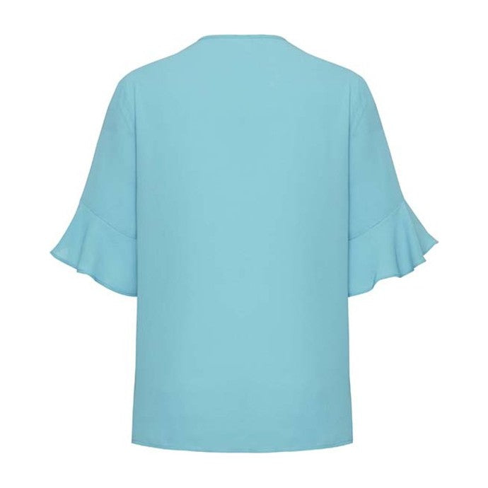 Biz Corporates Aria Womens Fluted Sleeve Blouse RB966LS in Aqua