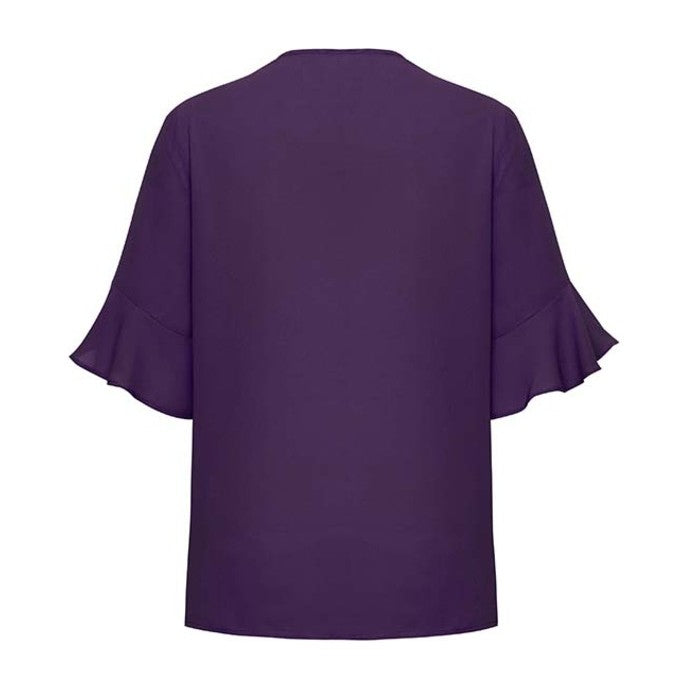 Biz Corporates Aria Womens Fluted Sleeve Blouse RB966LS in Purple Reign, view 2