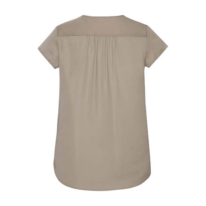 Biz Corporates Kayla Womens V-Neck Pleat Blouse RB967LS in Moose