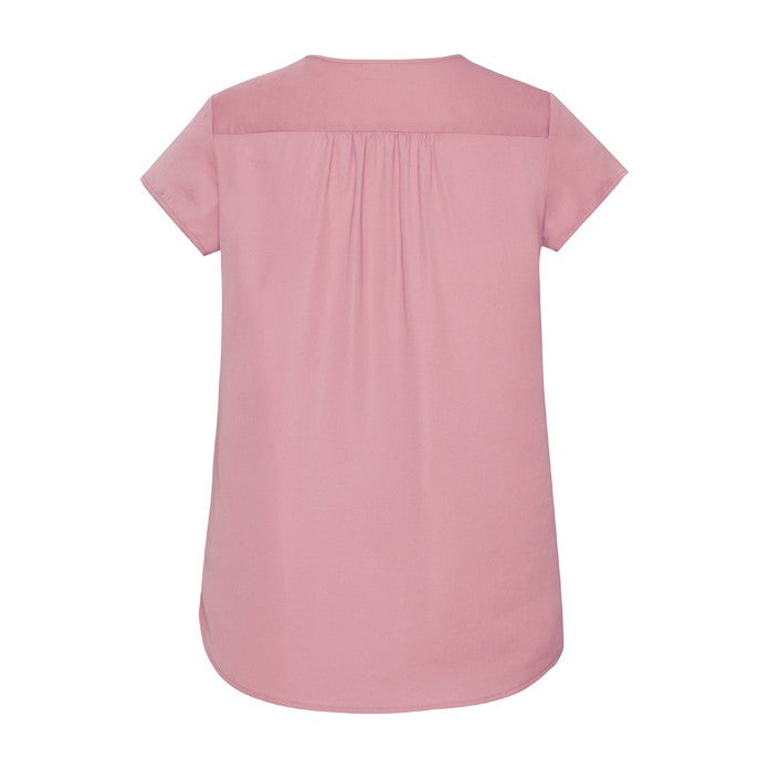 Biz Corporates Kayla Womens V-Neck Pleat Blouse RB967LS in Dusty Rose, view 2
