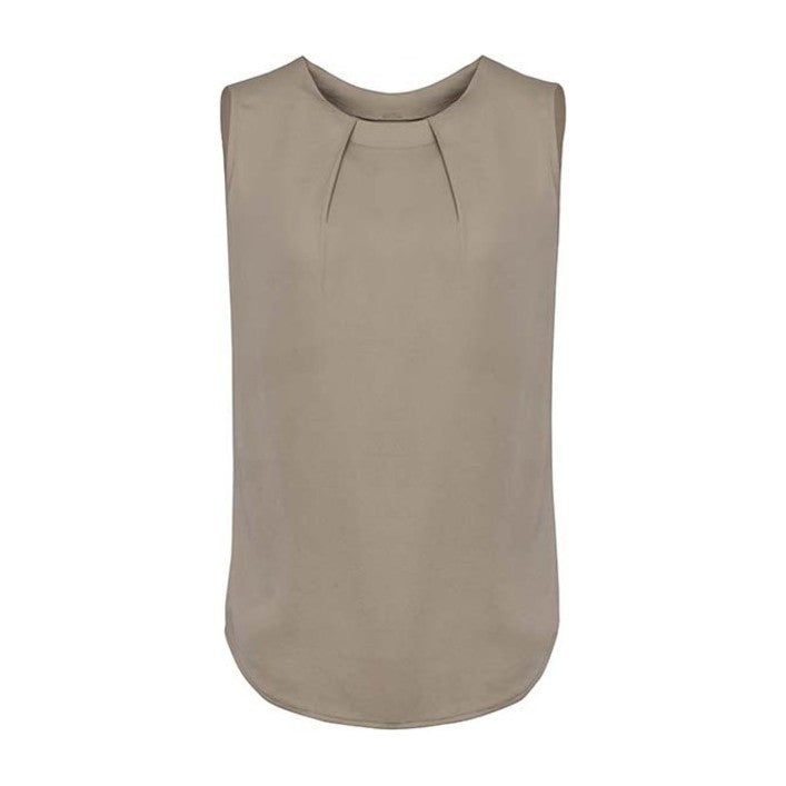 Biz Corporates Estelle Womens Sleeveless Pleat Detail Blouse RB973LN, worn by model