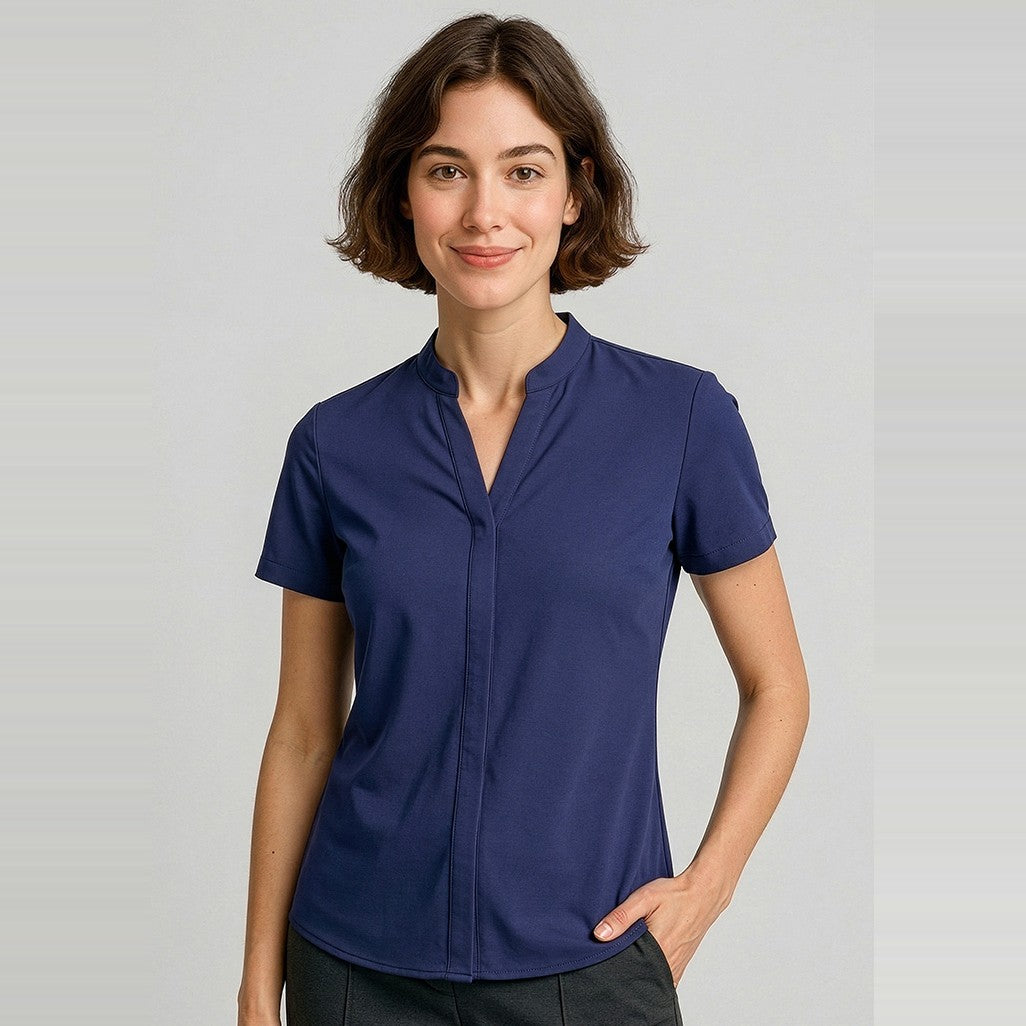 Biz Corporates Juliette Womens Short Sleeve Blouse RB977LS, worn by model