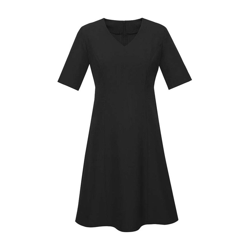 Biz Corporates Siena Womens Extended Short Sleeve Dress RD974L, worn by model