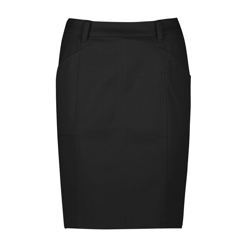 Biz Corporates Traveller Womens Mid Waist Stretch Chino Skirt RGS264L in Black