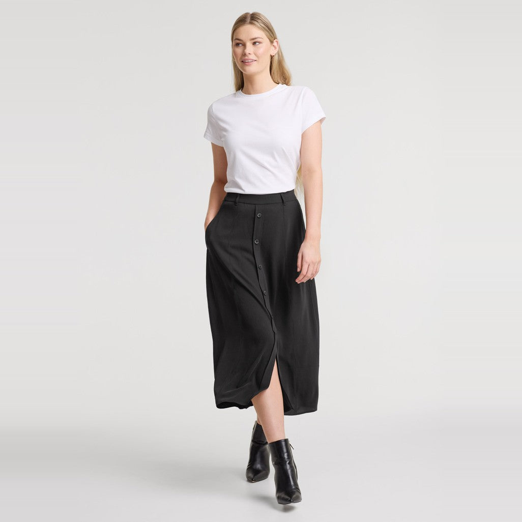 Biz Corporates Sammy Womens Skirt RGS2670L in Black, worn by model, view 2