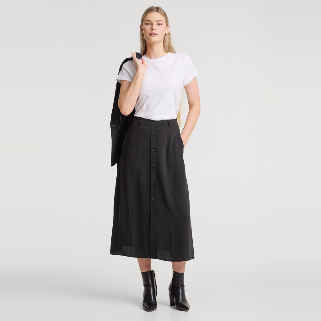 Biz Corporates Sammy Womens Skirt RGS2670L in Black, worn by model, view 3