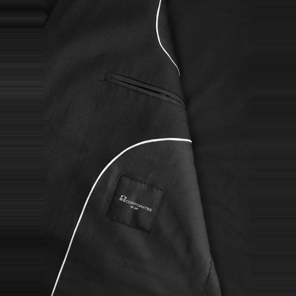 Biz Corporates Renew Mens City Fit Jacket RJ401M in Pencil Black, worn by model, view 5