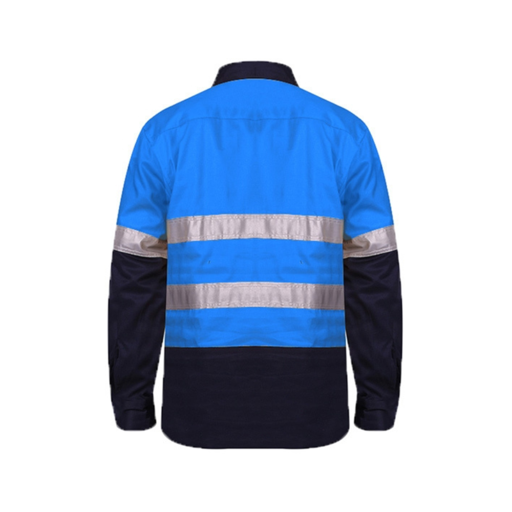 Ritemate Closed Front Long Sleeve Shirt 2 Tone 50mm Reflective Tape