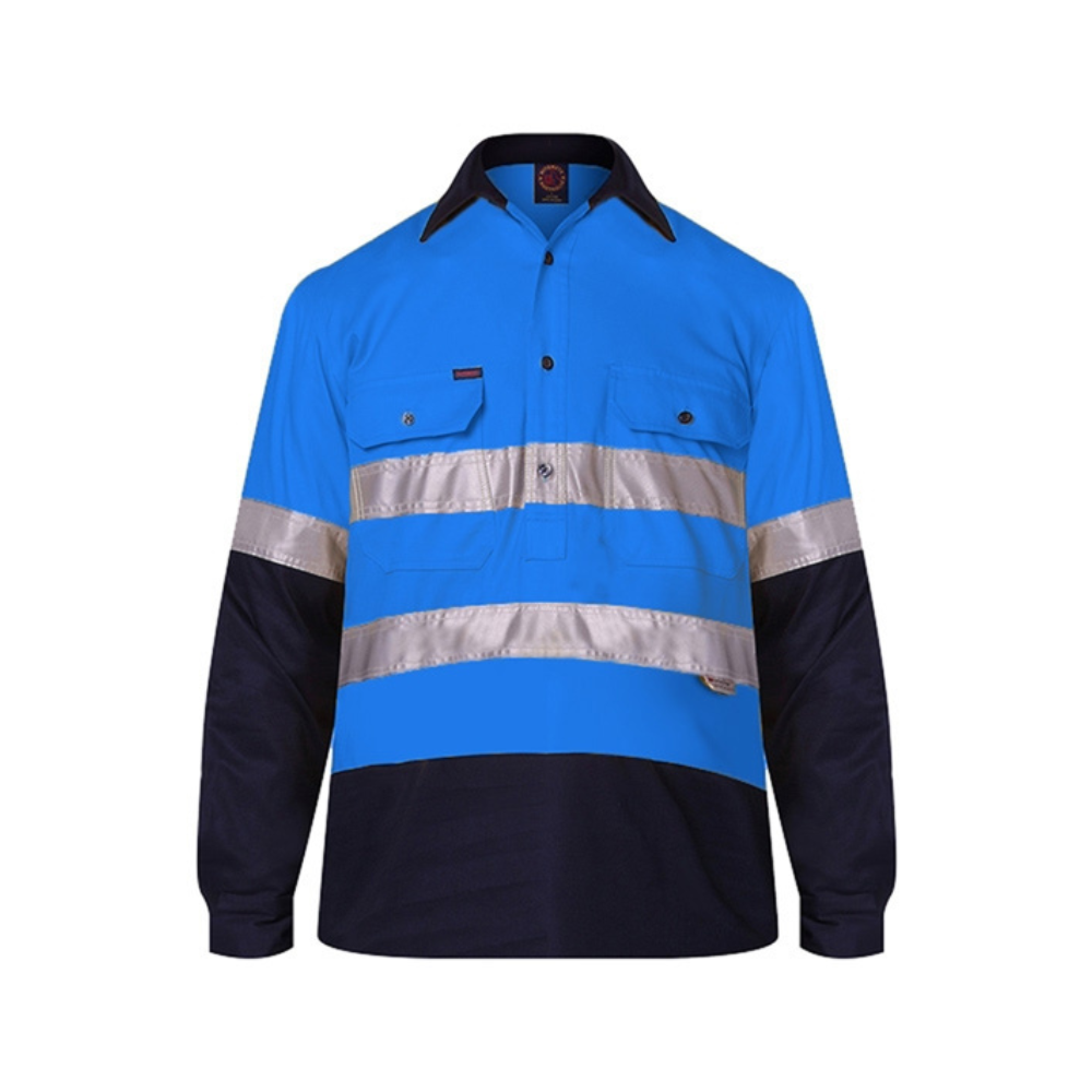 Ritemate Closed Front Long Sleeve Shirt 2 Tone 50mm Reflective Tape