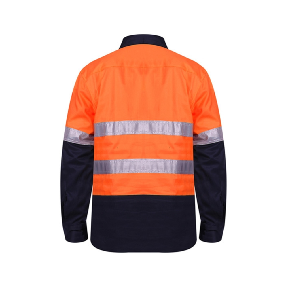 Ritemate Closed Front Long Sleeve Shirt 2 Tone 50mm Reflective Tape