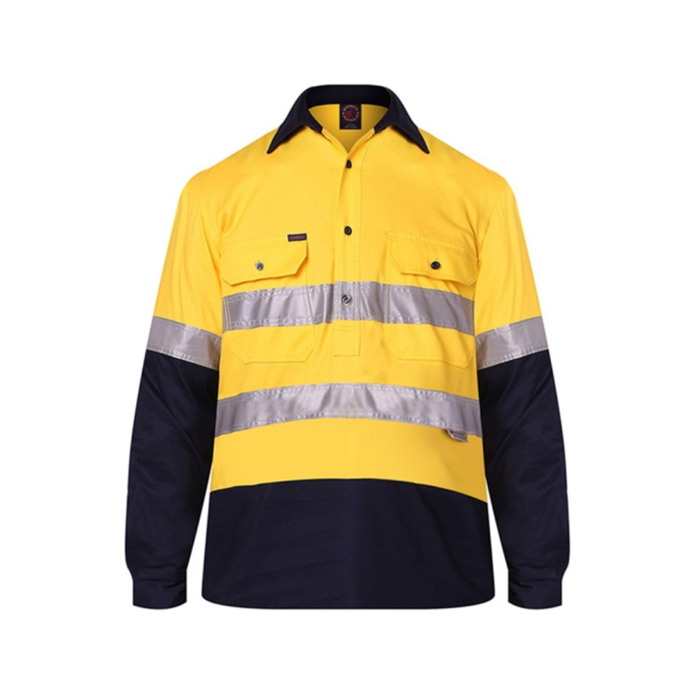 Ritemate Closed Front Long Sleeve Shirt 2 Tone 50mm Reflective Tape