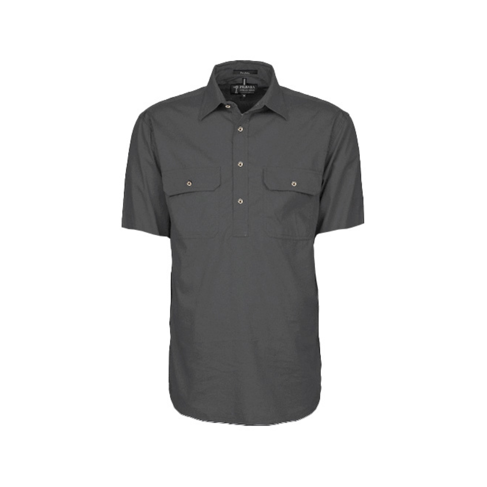 Ritemate Mens Pilbara Closed Front Short Sleeve Shirt RM200CFS - Charcoal