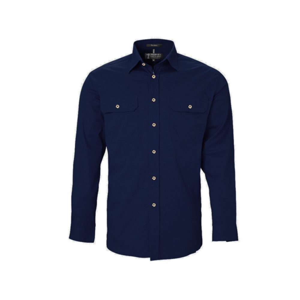 Ritemate Mens Pilbara Open Front Long Sleeve Shirt RM500BT - French Navy