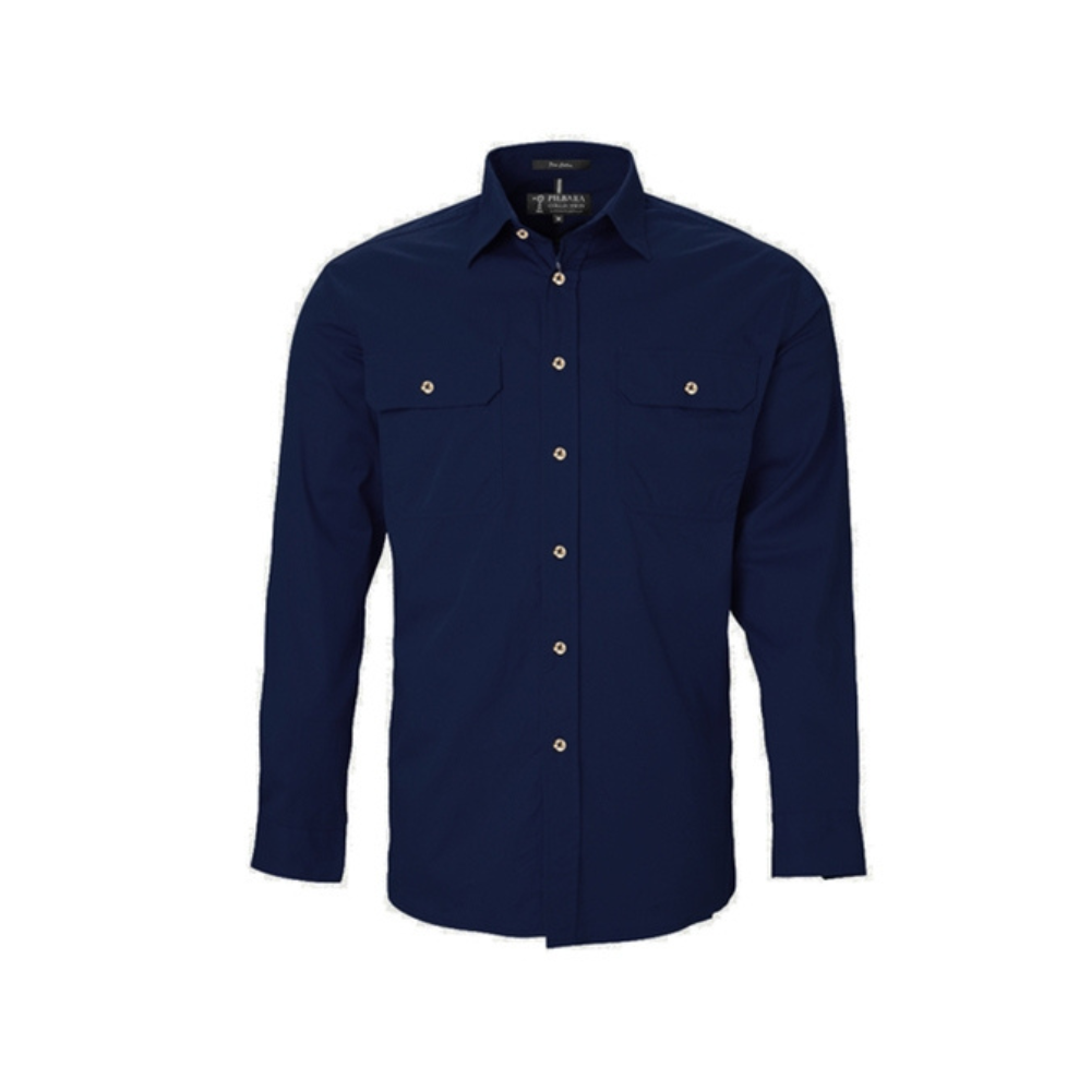 Ritemate Mens Pilbara Open Front LS Shirt RM500BT - French Navy