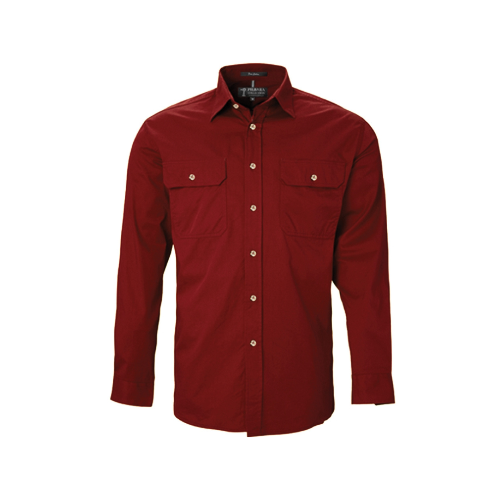 Ritemate Mens Pilbara Open Front Long Sleeve Shirt RM500BT - Ochre