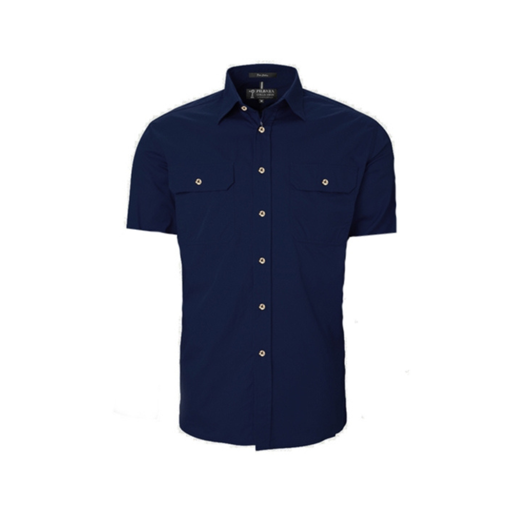 Ritemate Mens Pilbara Open Front Short Sleeve Shirt RM500BTS - French Navy