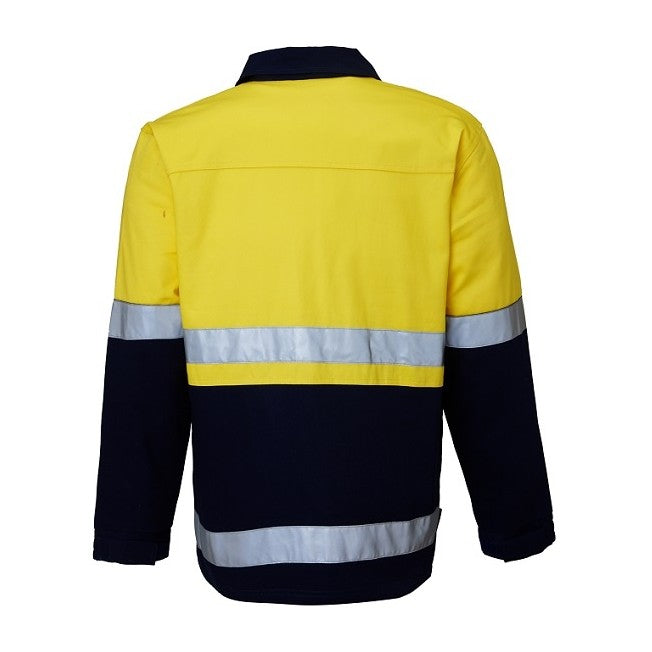 Ritemate Drill Jacket 50MM Reflective Tape RM5071R in Yellow/Navy, back view