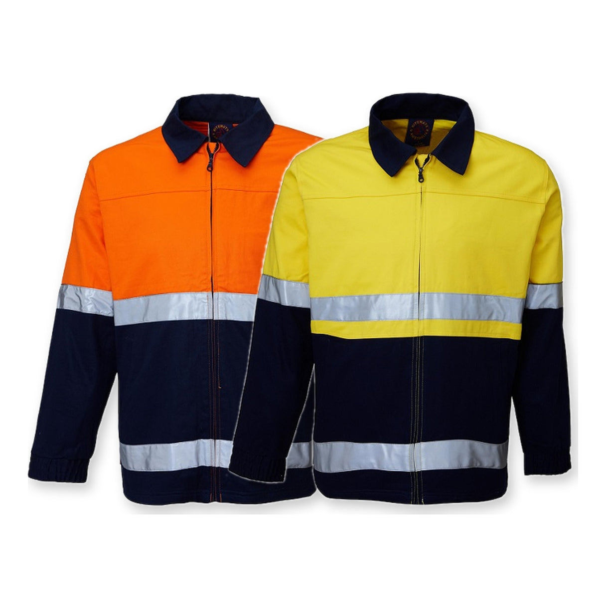 Ritemate Drill Jacket 50MM Reflective Tape RM5071R in 2 colours: Orange/Navy, Yellow/Navy