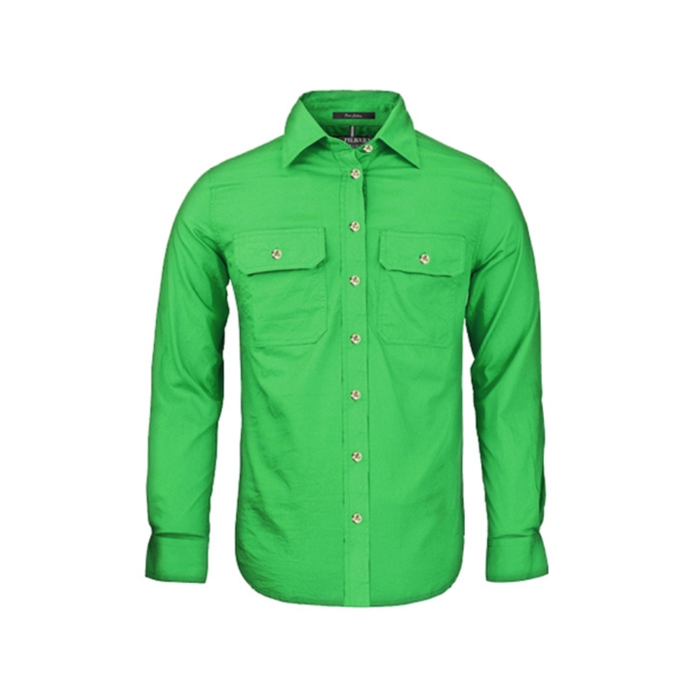 Ritemate Womens Pilbara Open Front Long Sleeve Shirt RM600BT - Emerald