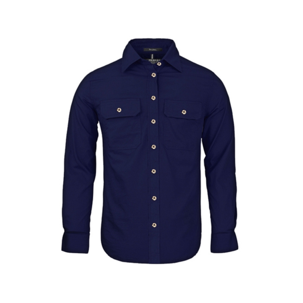 Ritemate Womens Pilbara Open Front Long Sleeve Shirt RM600BT - French Navy