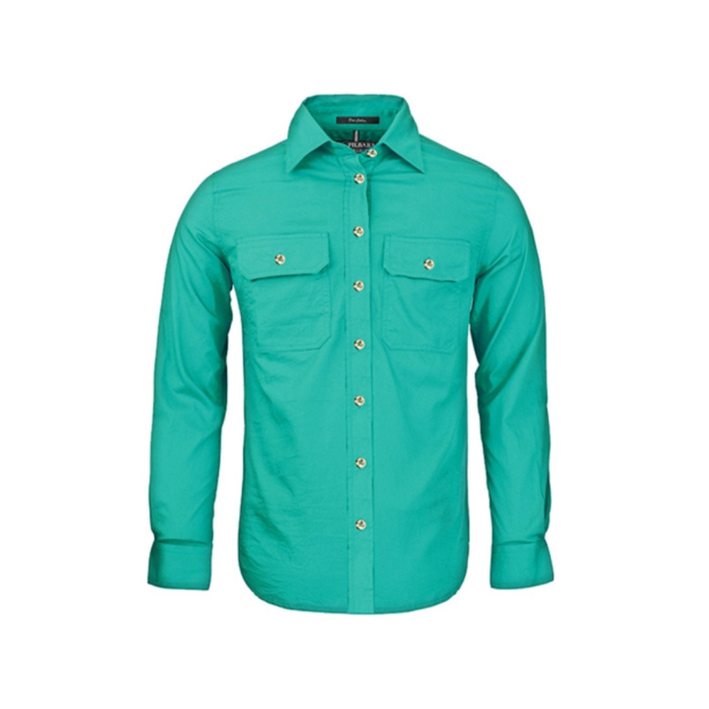 Ritemate Womens Pilbara Open Front LS Shirt RM600BT - Jade