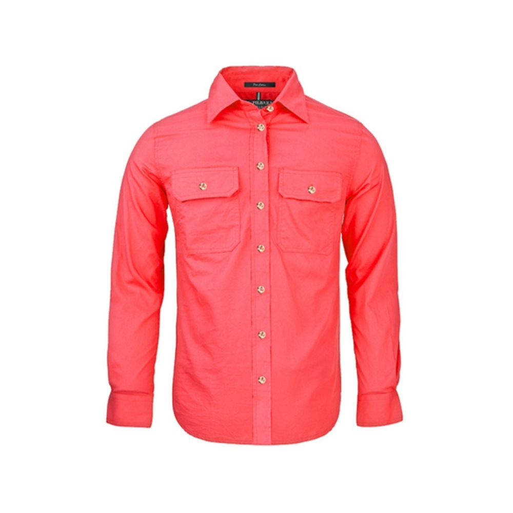 Ritemate Womens Pilbara Open Front Long Sleeve Shirt RM600BT - Watermelon