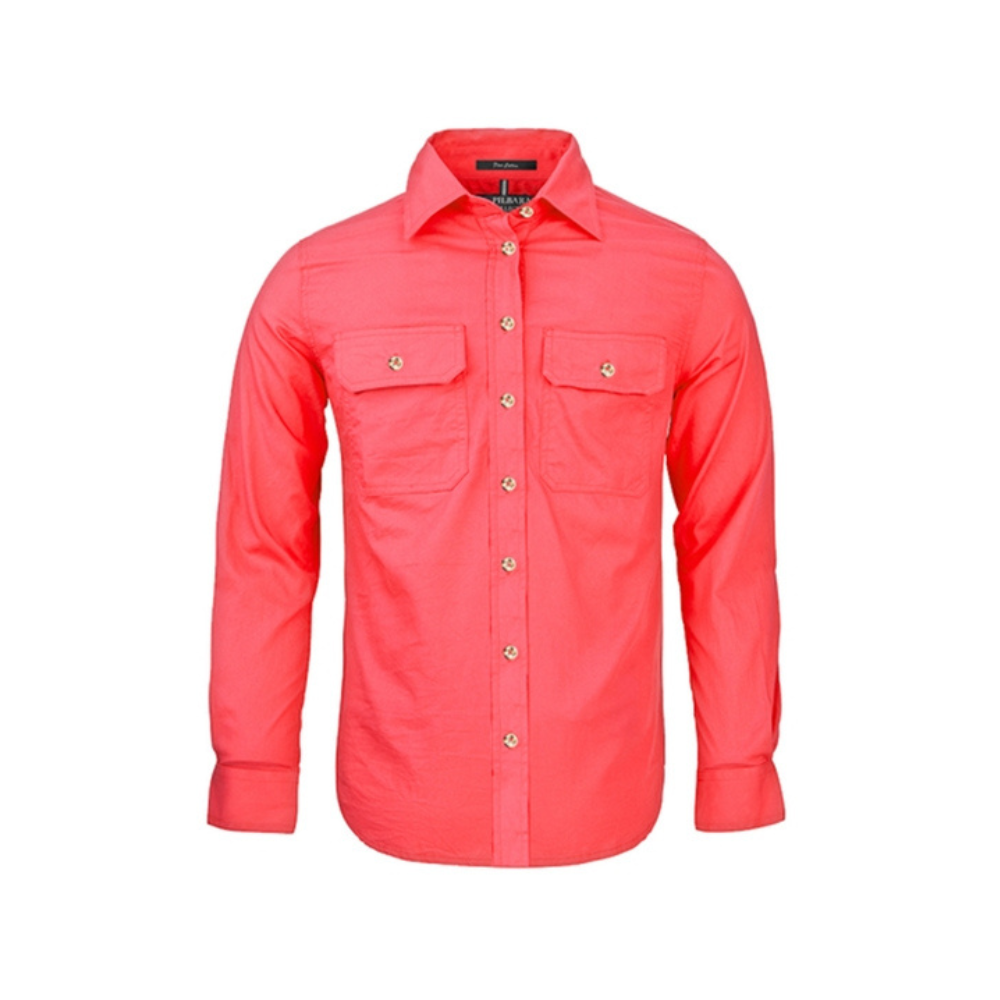 Ritemate Womens Pilbara Open Front LS Shirt RM600BT - Watermelon