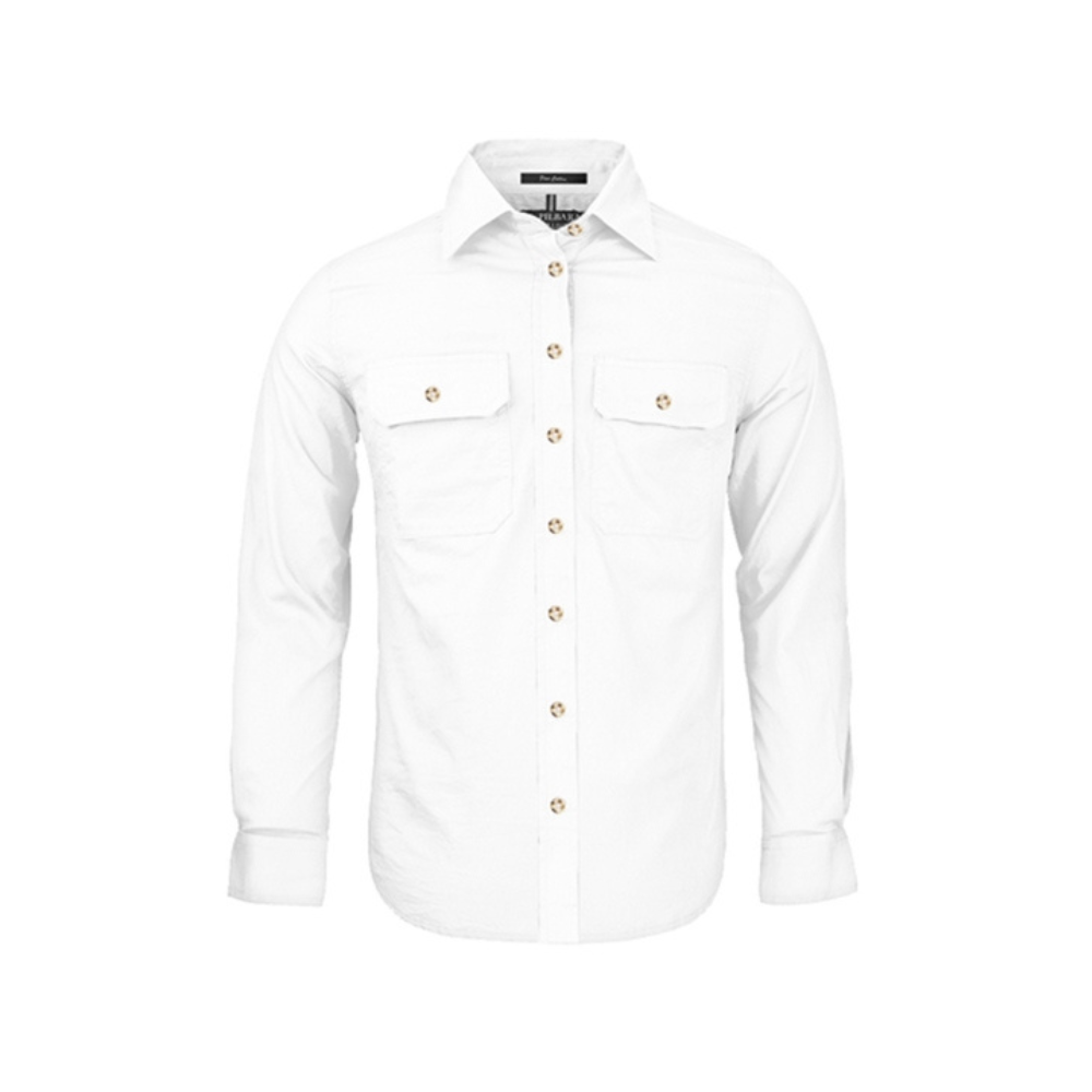 Ritemate Womens Pilbara Open Front Long Sleeve Shirt RM600BT - White